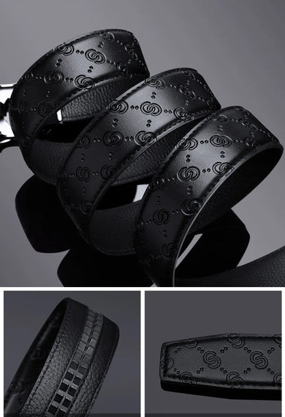 Men's high-end leather belt, automatic buckle belt, fashionable and versatile belt