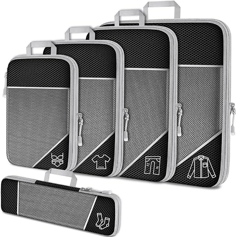 Compression Packing Cube Set Expandable Mesh Travel Bag Luggage Organizers Bag for Trip Home Storage Travel Gear Accessories
