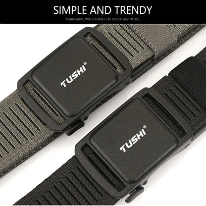 TUSHI New 3.8cm Tactical Belt for Men 1200D Thick Nylon Casual Belt Alloy Automatic Buckle Tactical outdoor Elastic Belt Male