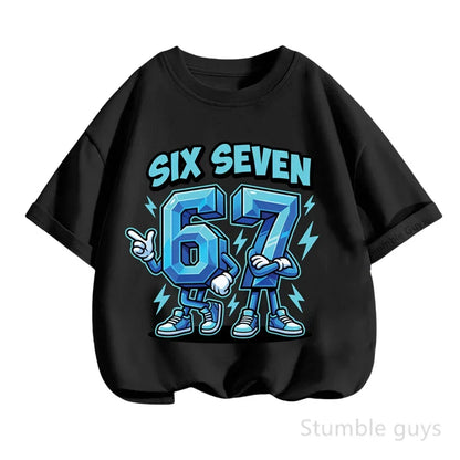 Summer Boys Clothes Girls 67 Print Tshirt Six Seven T-shirt Kids 3-14Y Short Sleeve Casual Tee