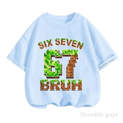Summer Boys Clothes Girls 67 Print Tshirt Six Seven T-shirt Kids 3-14Y Short Sleeve Casual Tee