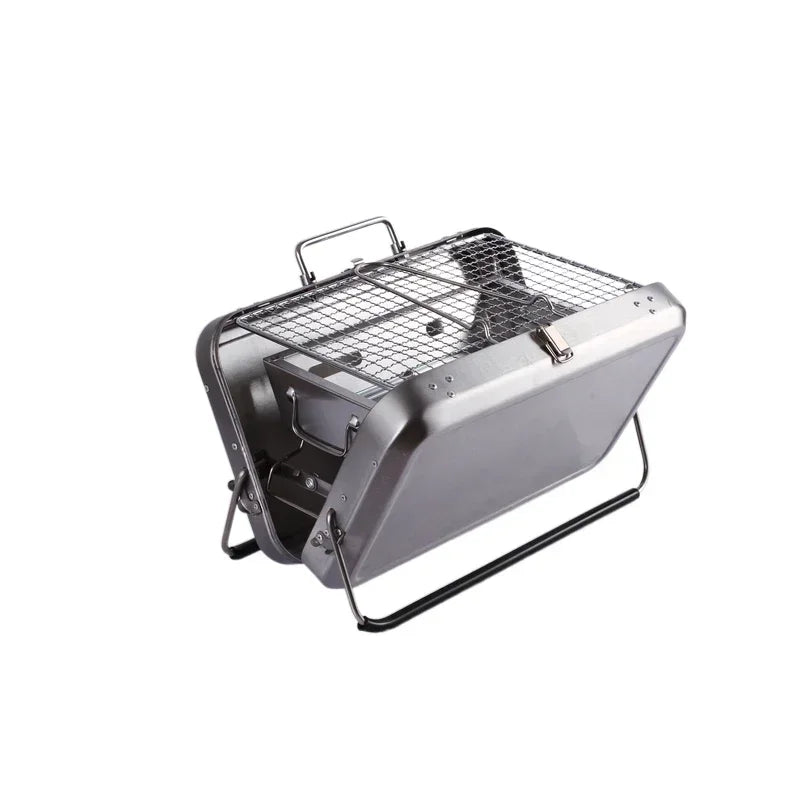 Hot SalesMetal BBQ Briefcase Design Stainless Steel Mini Grill Portable Grills Outdoor Patio BBQ Camping In-Stock
