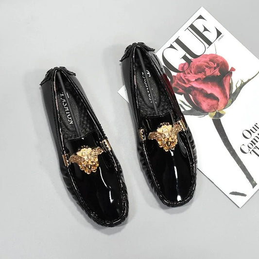 british man loafers shoes brand fashion patent leather man loafers slip on shine casual shoes