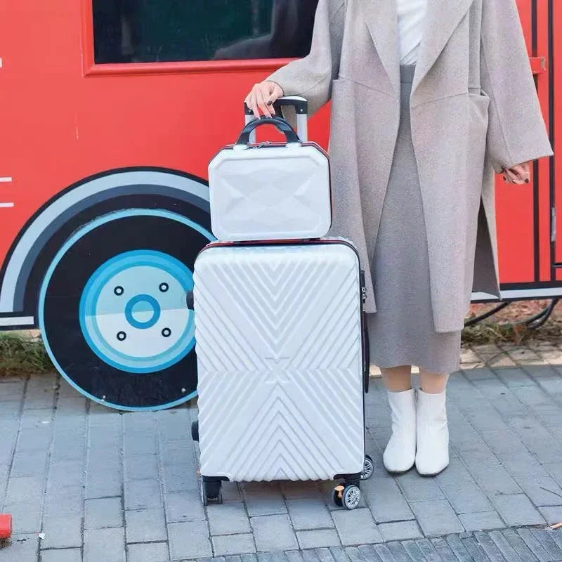 20‘’22/24/26/28 inch Rolling luggage set travel suitcase spinner wheels trolley luggage bag case Diamond Silver suitcase Women's
