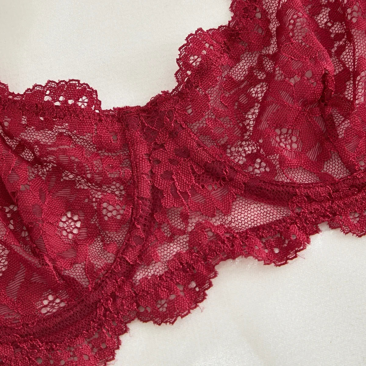 Sexy Strap Lace Perspective Fun Lingerie Set Women's Sweet Floral Lace Decor Bra and Panty Set Female French Style Intimates Set