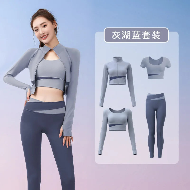 Autumn Workout Women Running Sportswear Sets Yoga Fitness Gym Bra Crop Top Seamless Leggings Tracksuits Clothing