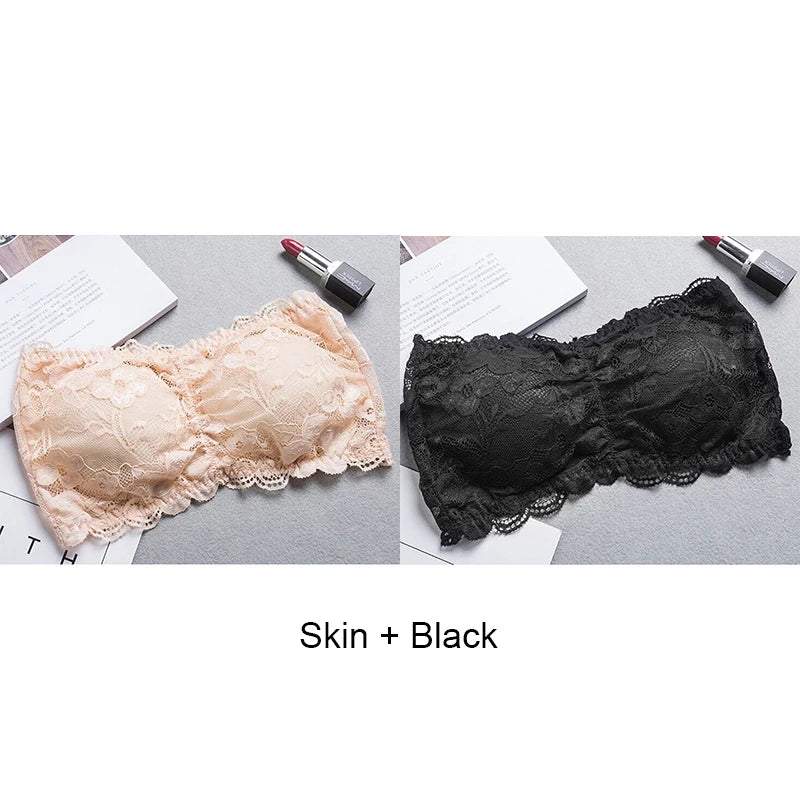Tube Top Bra Fashion Tube Tops Woman Invisible Bra Push Up Women's Bandeau Top With Cups Lingeries Sexy Hot Tops for Summer Lace
