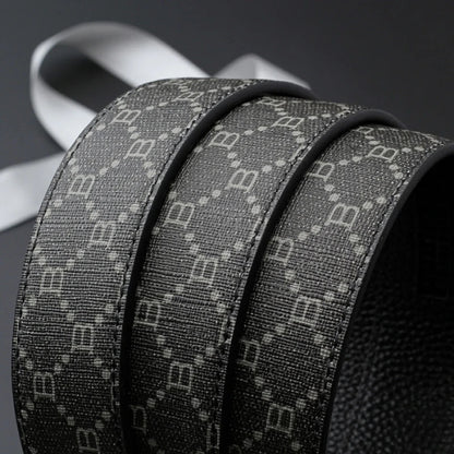 New Big "V" Automatic Buckle Men Belt, Fashionable Letter Buckle Waist Belt, Business Casual Leather Belt,Genuine Suit Belt