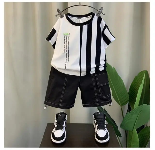 Summer Boy Clothing Suit New Children's Clothes Set Boys Short Sleeve T-Shirt Shorts 2 Piece Set Kids Sportswear Suit 2 4 6 8Y