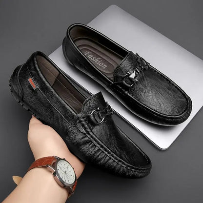 Moccasin Loafers Man Casual Shoe Square Toe Flat Leather Shoes For Men Soft Velvet Fashion 2025 2025 New Arrivals Cowhide