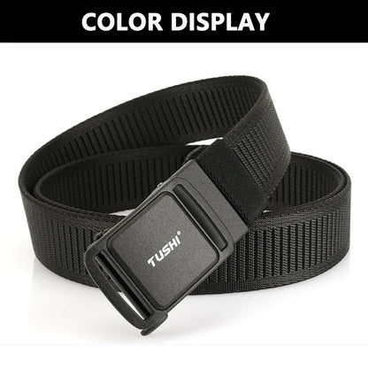 TUSHI New 3.8cm Tactical Belt for Men 1200D Thick Nylon Casual Belt Alloy Automatic Buckle Tactical outdoor Elastic Belt Male