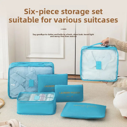 6-Piece Set Oxford Travel Storage Bags, Waterproof Organizer for Clothes, Underwear, Shoes, Portable Luggage Packing Kit