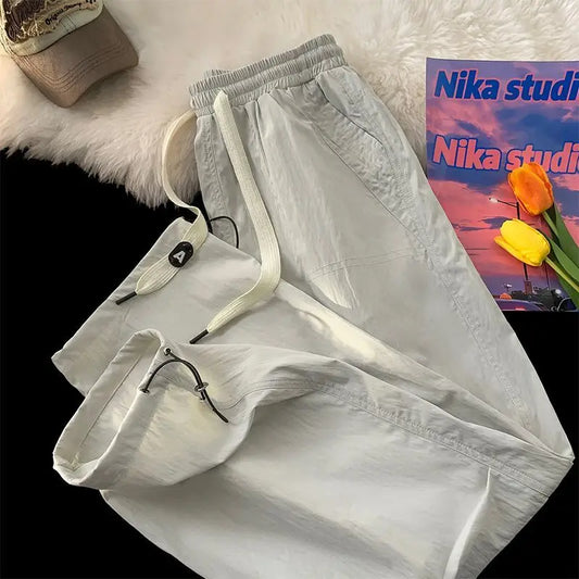 Summer Pants for Men Trendy and Versatile Loose Straight-leg Teenage American Quick-dry Cargo Casual