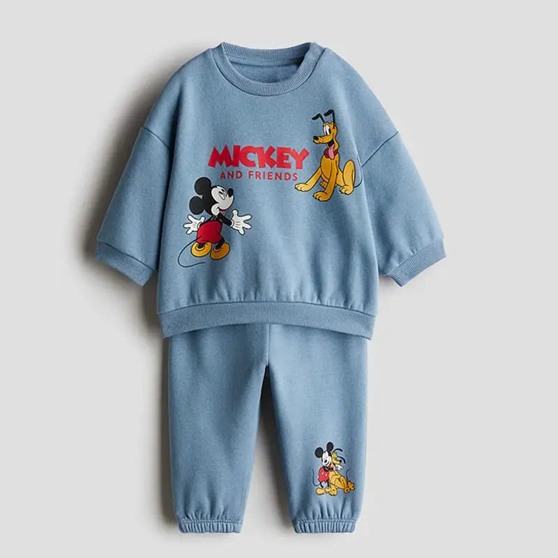 New Kids Sweatshirt Outfits Cartoon Hoodies +Pants Clothing 0-6Years Old Boys Girls Mickey Long Sleeve Suits Autumn Costume