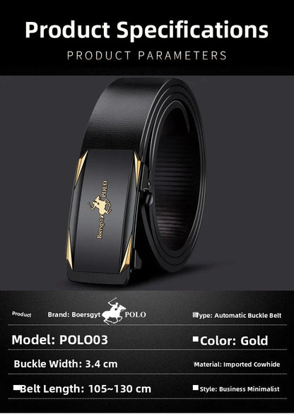 Paul Men's Leather Belt Fashionable Casual Automatic Buckle Waist Belt for Middle-aged And Young Men Business Style Belt