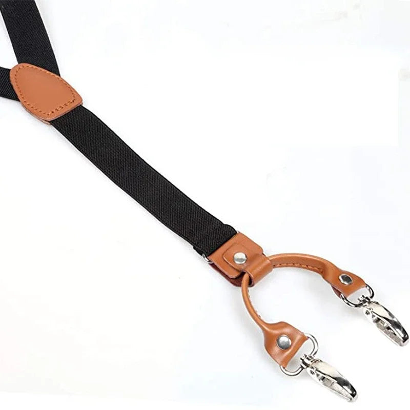 2.5cm 4 Clips Suspenders Clips for Men Y-Back Jeans Hook Buckle Adjustable Pant Braces Straps for Shirt Suit Pants Suspender