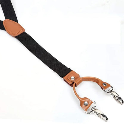 2.5cm 4 Clips Suspenders Clips for Men Y-Back Jeans Hook Buckle Adjustable Pant Braces Straps for Shirt Suit Pants Suspender