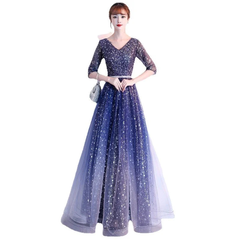 Starry  Evening Gown Women's Faionable Winter Performance Chorus Dr Fairy Aosphere Host Ele Sle New 2026