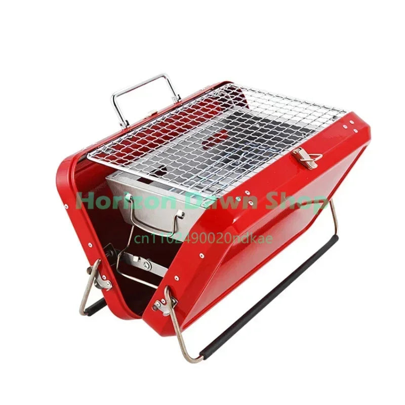 Hot SalesMetal BBQ Briefcase Design Stainless Steel Mini Grill Portable Grills Outdoor Patio BBQ Camping In-Stock