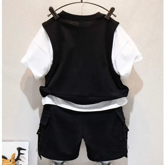 Kids Boys Summer Suit New Fashion Children's Baby Handsome Short Sleeve Top Shorts 2-Piece Boys' Casual Clothing Set