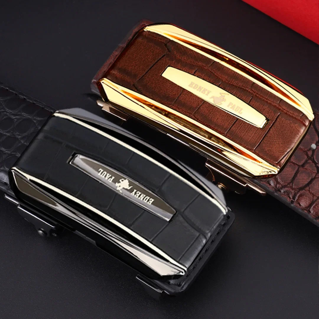 Genuine Leather Belt for Men Automatic Buckle Crocodile Pattern Calfskin Business Fashion Mid-aged And Young Waist Belt