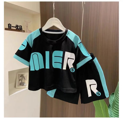 Boys Summer Clothing Children's Fashion Short sleeved Set New Korean Edition Fashionable Boys Summer Thin Casual Two Piece Set