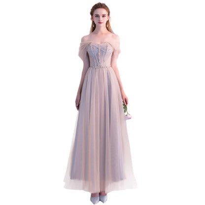 A8139 Dropship Beautiful Banquet Evening Dress Sweet Memory Floor Length Tulle Black Grey Celebrity Birthday Dresses
