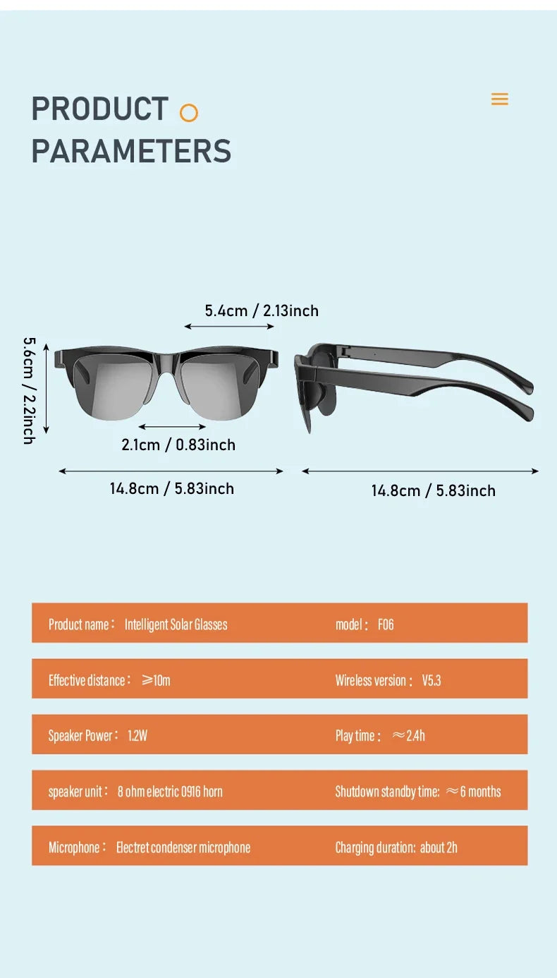 New Smart Bluetooth V5.3 Sunglasses Glasses Call Outdoor Sports Headphones HIFI Black Technology Anti-touch UV For Men And Women