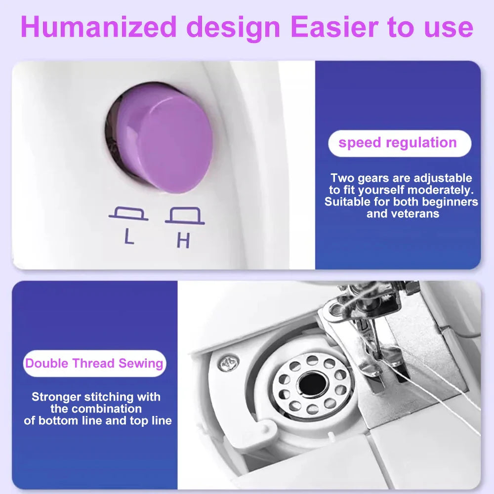 Household 202Mini Sewing Machines Handheld Sewing Machine Light and Speed Control for Beginner DIY Home Sewing Accessories
