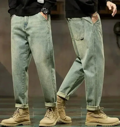 Men's Cotton Jeans Loose Harem Pants Fashion Baggy Casual Outdoor Work Denim Pants Brand Men's Clothing