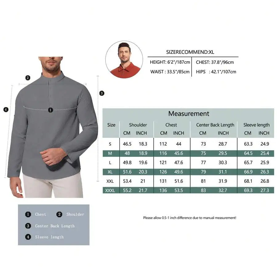 Men's Short Sleeve Henley Shirt, Striped Waffle Knit, Lightweight & Breathable for Summer Casual Wear