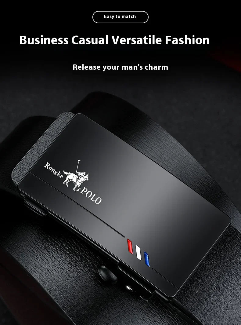 Oyifan Black Belt Men, Genuine Leather Dress Designer Belts for men, Fashion Slide Ratchet Click Casual Mens Belt for Jeans