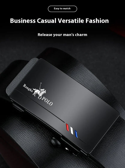 Oyifan Black Belt Men, Genuine Leather Dress Designer Belts for men, Fashion Slide Ratchet Click Casual Mens Belt for Jeans