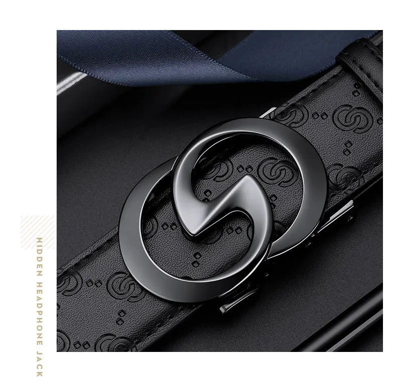 Men's high-end leather belt, automatic buckle belt, fashionable and versatile belt
