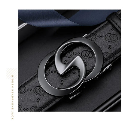Men's high-end leather belt, automatic buckle belt, fashionable and versatile belt