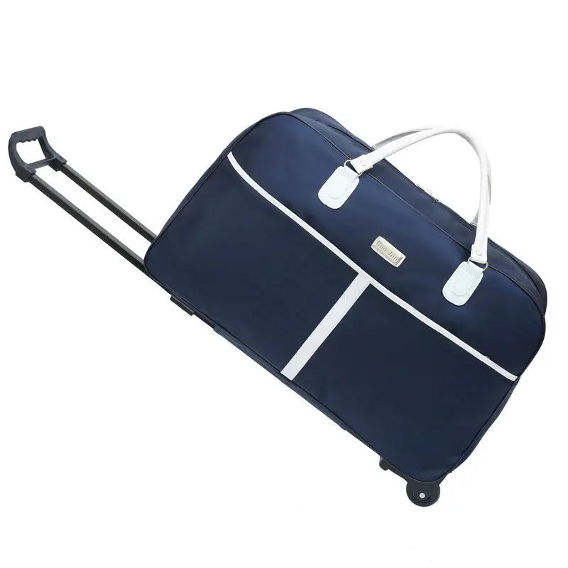 Large Capaci Travel Bag Women's Lightweight Pull Bag Portable ort Trip Hand Lage Bag with Wheels Faionable Ox Cloth