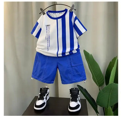 Summer Boy Clothing Suit New Children's Clothes Set Boys Short Sleeve T-Shirt Shorts 2 Piece Set Kids Sportswear Suit 2 4 6 8Y