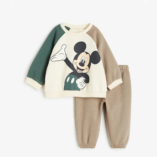 New Kids Sweatshirt Outfits Cartoon Hoodies +Pants Clothing 0-6Years Old Boys Girls Mickey Long Sleeve Suits Autumn Costume