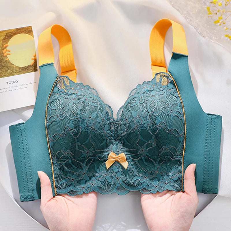 American Retro Push Up Bra Thin Thick Bottom Enhancer Latex Adjustable Straps, Sexy Non Magnetic Security Small Chest Lingerie