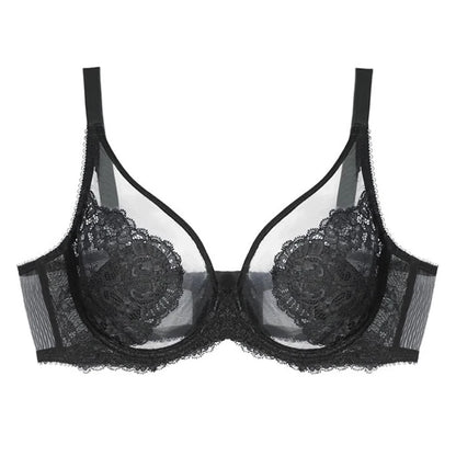 Lingerie Women's Thin Bras Lace Full Cup Bras Beautifully Embroidered BrasAnti-Sagging Ultra-Thin Bras