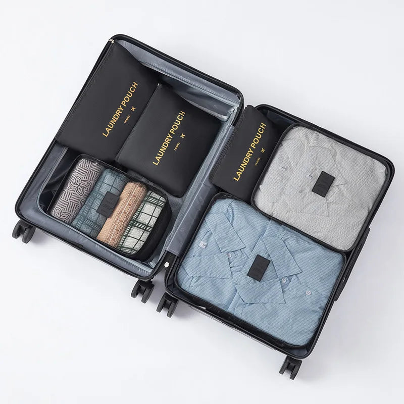 6-Piece Set Oxford Travel Storage Bags, Waterproof Organizer for Clothes, Underwear, Shoes, Portable Luggage Packing Kit