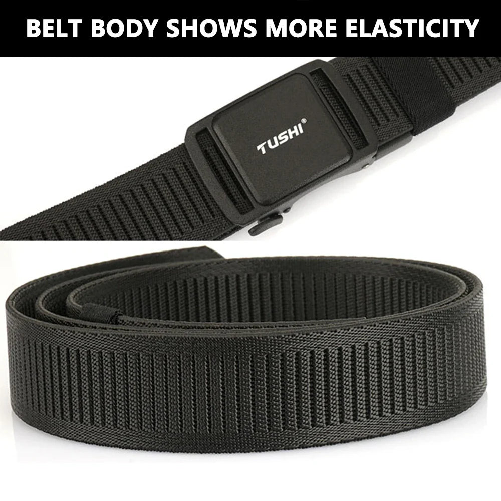 TUSHI New 3.8cm Tactical Belt for Men 1200D Thick Nylon Casual Belt Alloy Automatic Buckle Tactical outdoor Elastic Belt Male