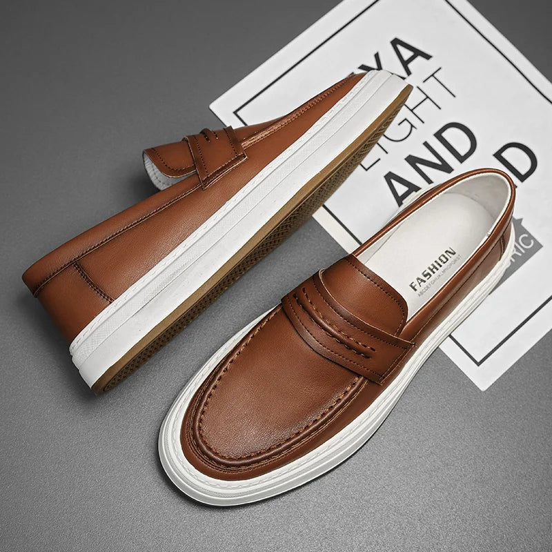 Classic Men's Genuine Leather Men Lazy Dress Shoes  High Quality Casual Loafers Comfortable Driving Shoes Moccasin Fashion Male