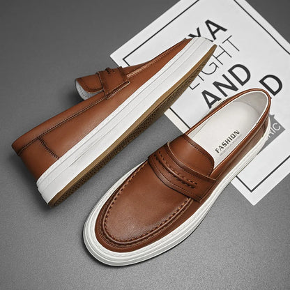 Classic Men's Genuine Leather Men Lazy Dress Shoes  High Quality Casual Loafers Comfortable Driving Shoes Moccasin Fashion Male