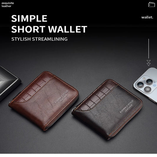 New Brand Leather Men’s Wallet Luxury Mens Purse Male Zipper Card Holders with Coin Pocket Wallets Gifts for Men Money Bag