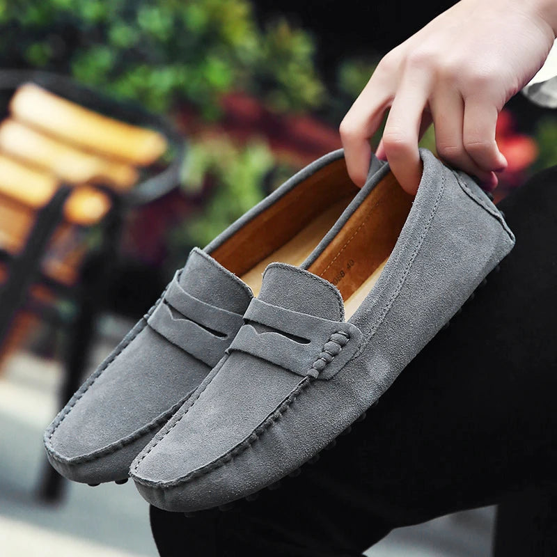 Men's Casual Fashion Genuine Leather Loafers Moccasins Slip-On Driving Shoes 38-50 Size Range Male Flats Comfort Footwear
