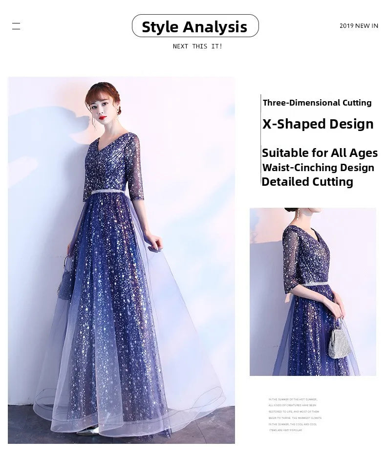 Starry  Evening Gown Women's Faionable Winter Performance Chorus Dr Fairy Aosphere Host Ele Sle New 2026