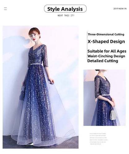 Starry  Evening Gown Women's Faionable Winter Performance Chorus Dr Fairy Aosphere Host Ele Sle New 2026