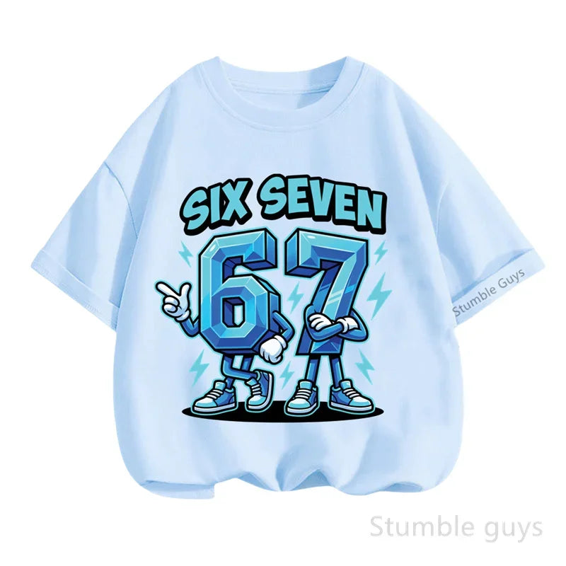 Summer Boys Clothes Girls 67 Print Tshirt Six Seven T-shirt Kids 3-14Y Short Sleeve Casual Tee