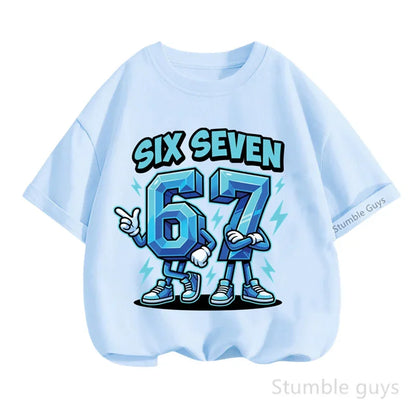 Summer Boys Clothes Girls 67 Print Tshirt Six Seven T-shirt Kids 3-14Y Short Sleeve Casual Tee